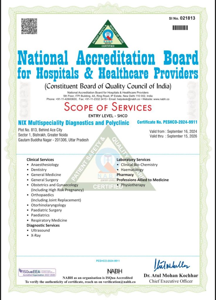 Nix Gynaecology Hospital Award & certificate